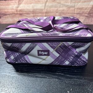 Thirty-one Perfect Potluck Square Party Thermal Carry Bag In Plum Plaid New